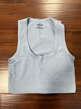 Garage Pastel Blue Ribbed Crop Tank